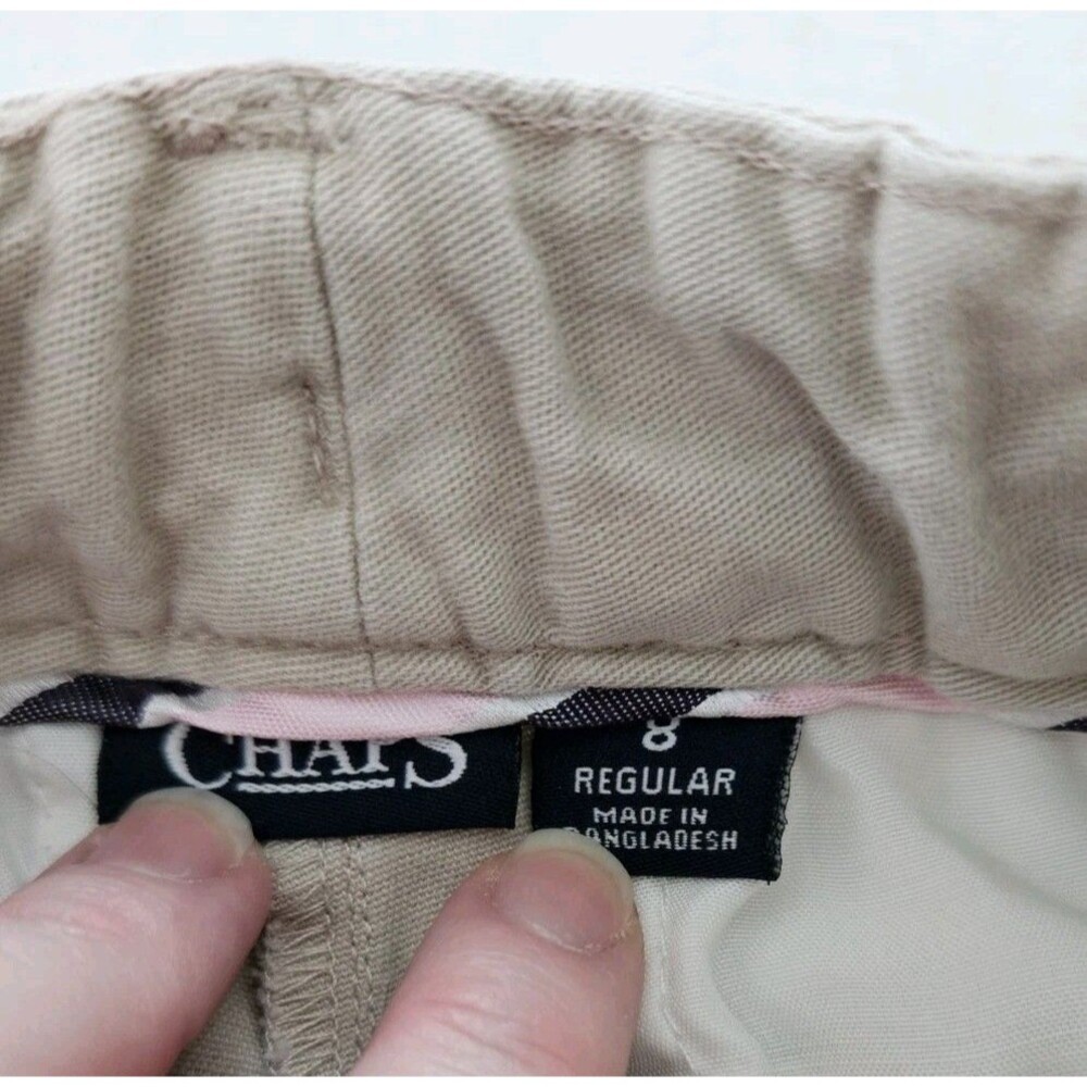 Chaps Edu Line Girls Bootleg Khaki Tan Uniform Pants Adjustable Waist Size 8 - Picture 3 of 5